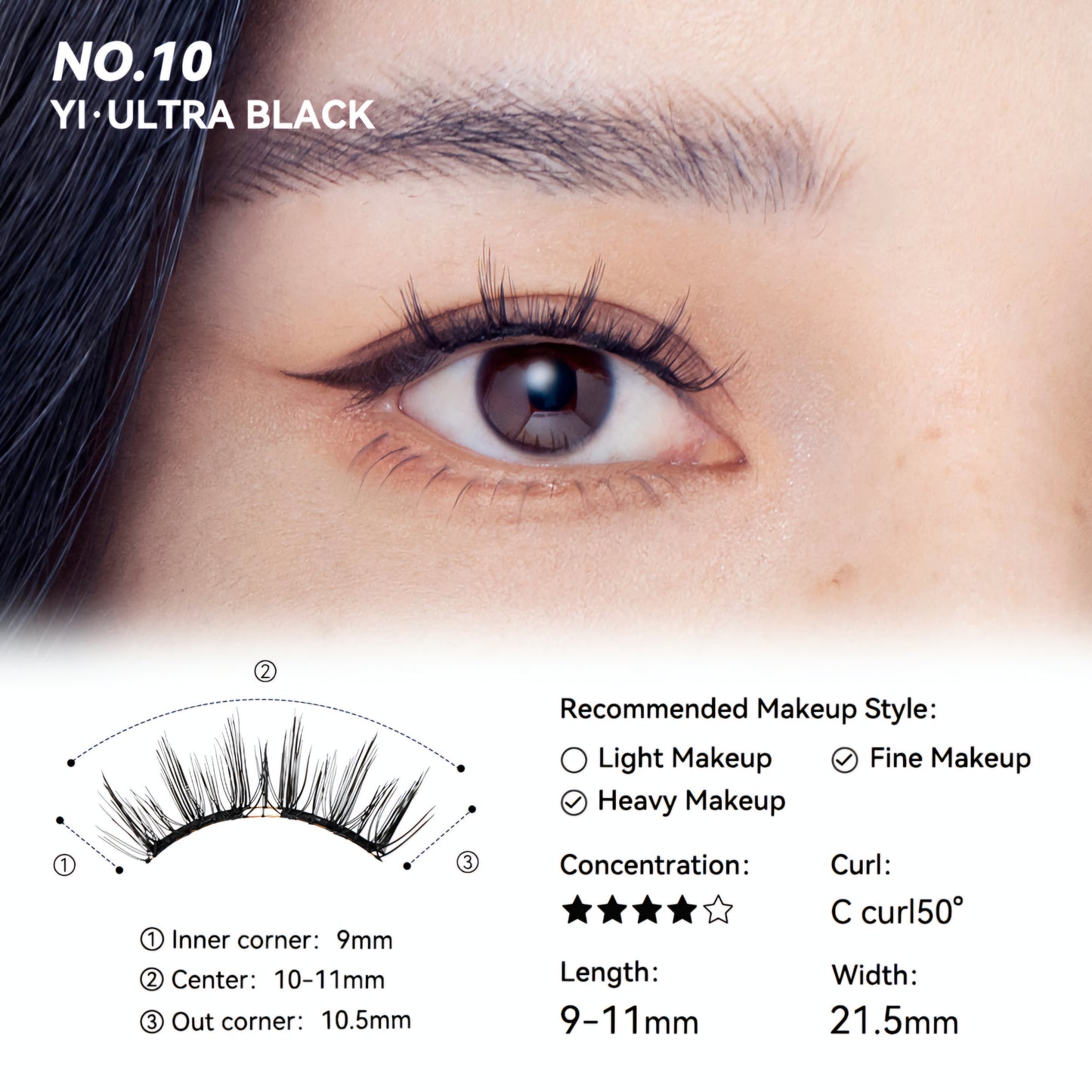 WOSADO® NO.10 Ultra Black Soft Magnetic Eyelashes – Upgraded All-in-One Box