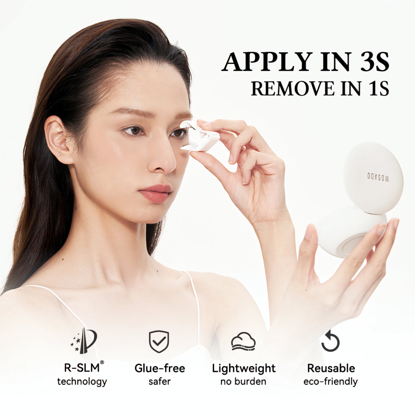 WOSADO® NO.14 Fog Black Soft Magnetic Eyelashes – Upgraded All-in-One Box