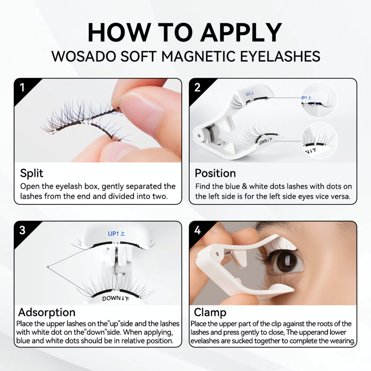 WOSADO® NO.7 Diamond Black Soft Magnetic Eyelashes – Upgraded All-in-One Box