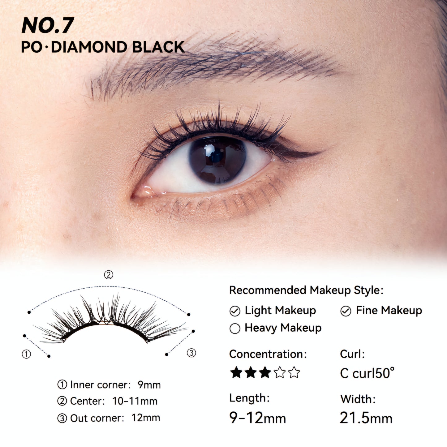 WOSADO® NO.7 Diamond Black Soft Magnetic Eyelashes – Upgraded All-in-One Box