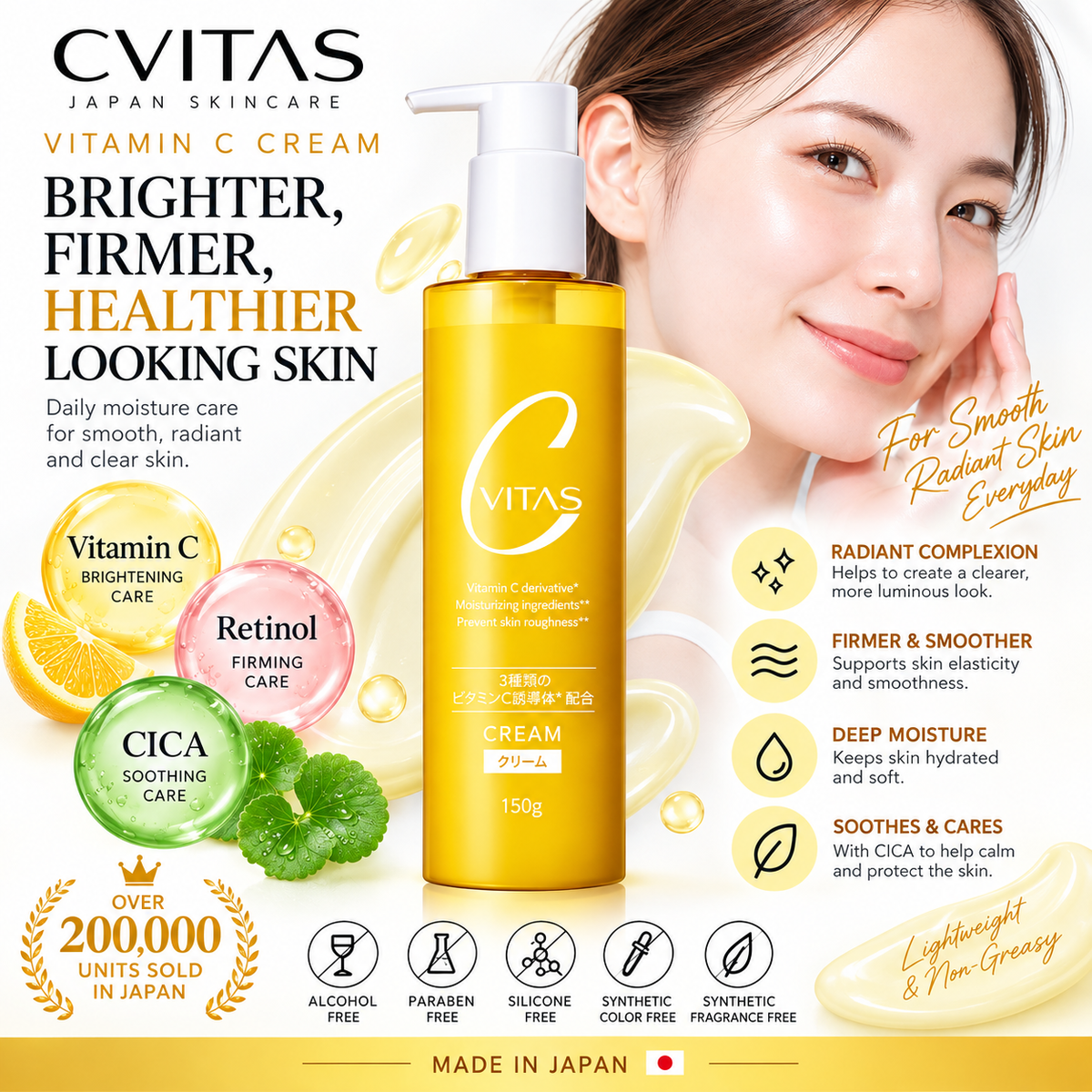 CVITAS Seabitas C Cream Vitamin C, Retinol, Moisturizing, Prevents Roughness