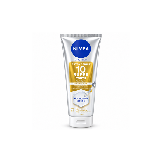 NIVEA Extra Bright 10 Super Youth Body Serum with Niacinamide &amp; Vitamins C + E, SPF 15 – 170ml