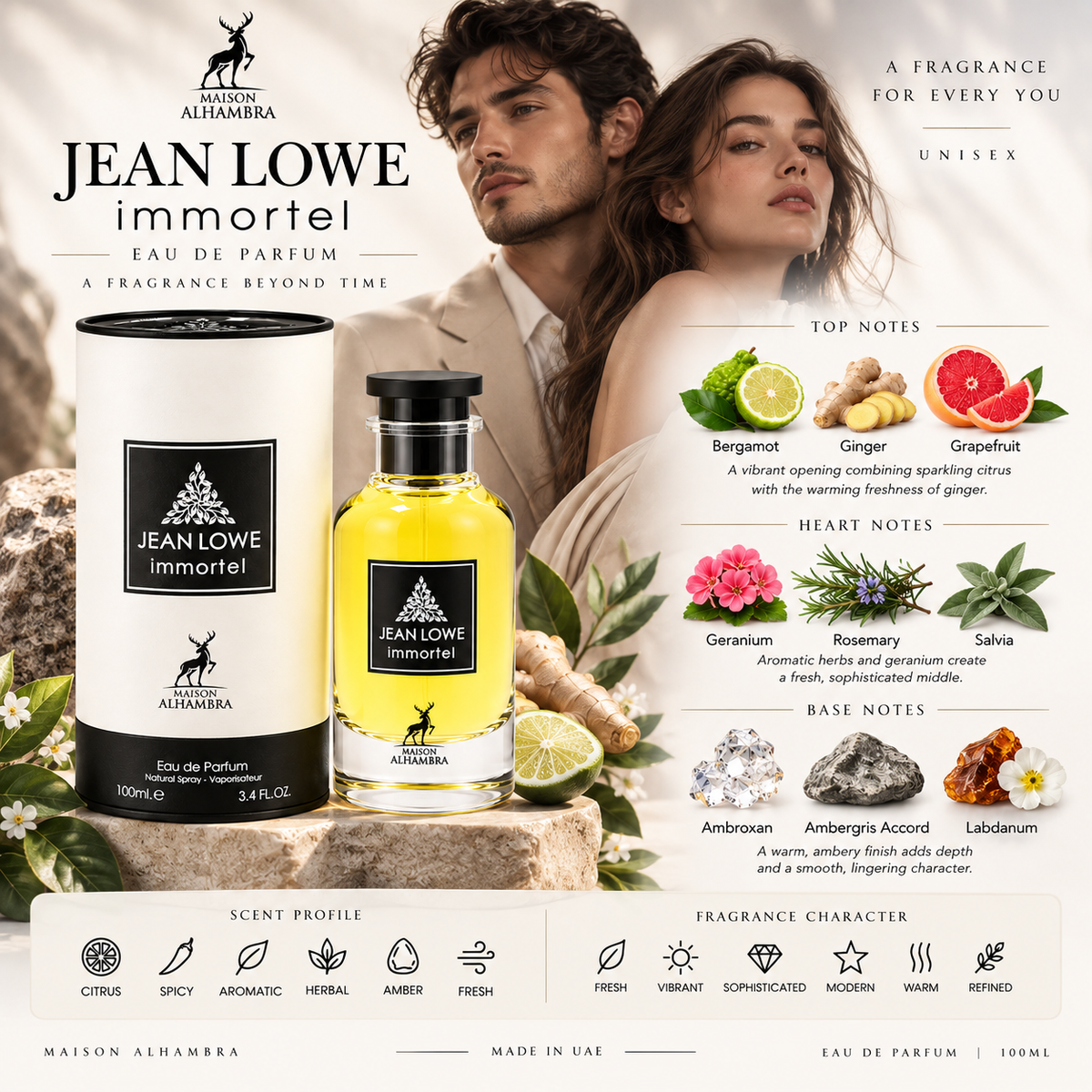 Jean Lowe Immortel by Maison Alhambra – Eau de Parfum 100ml UNISEX
