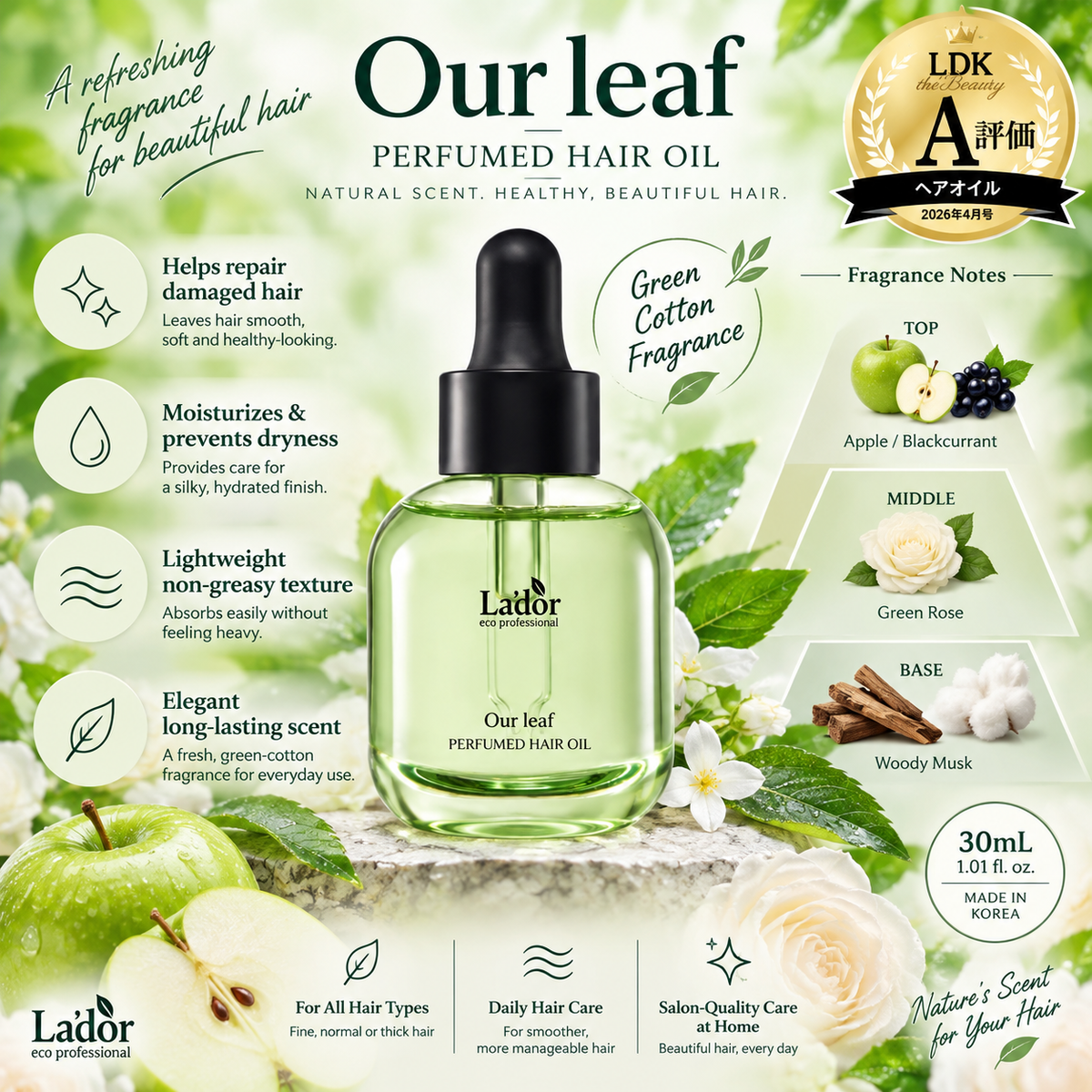 La'dor Hair Perfume Oil | Our Leaf | 30ml