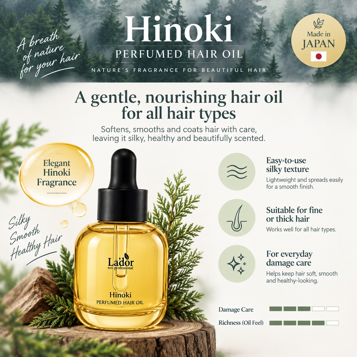 La'dor Hair Perfume Oil | Hinoki | 30ml