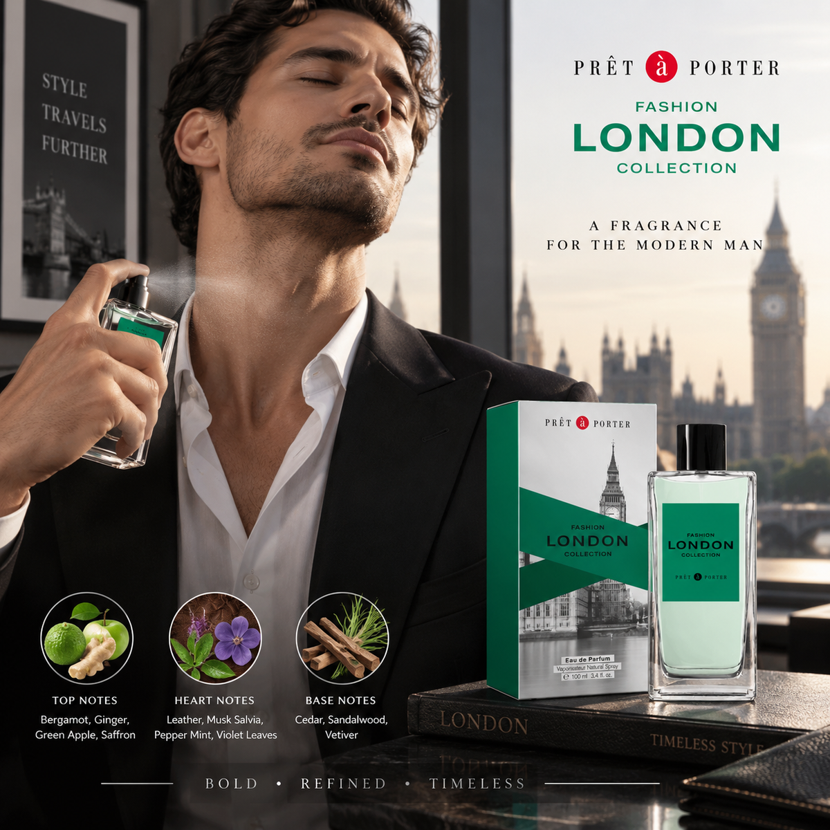 Prêt à Porter Fashion LONDON Collection Eau de Parfum for Men– 100ml