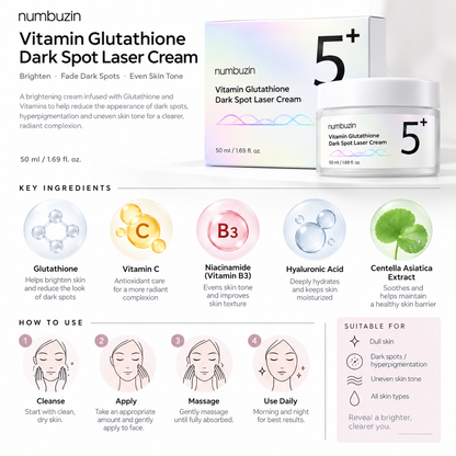 numbuzin No.5+ Vitamin Glutathione Dark Spot Laser Cream 50ml | Korean Skincare