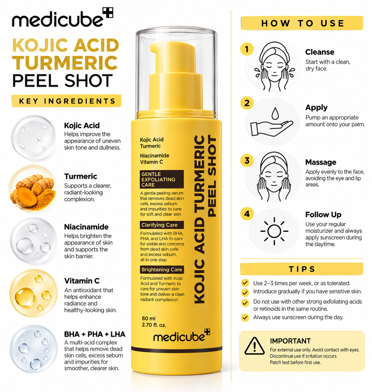 Medicube Kojic Acid Turmeric Peel Shot 80ml