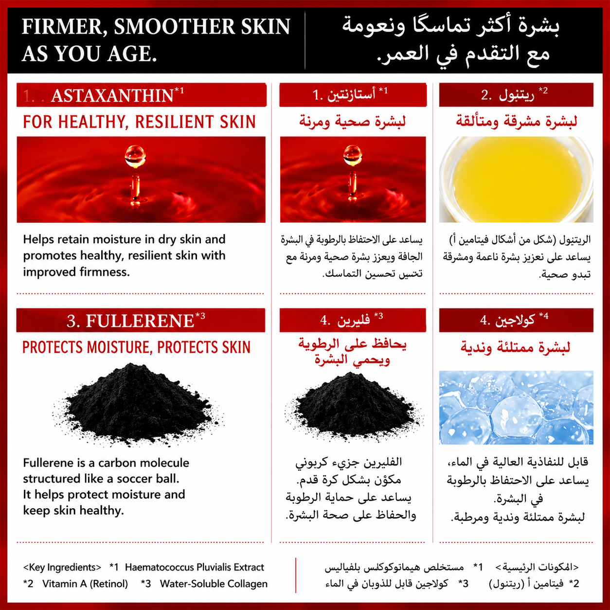 Re'senza Astaxanthin | Anti-Aging Care | Retinol | Fullerence | Collagen | Hyaluronic Acid | Glycyllithic Acid 60ml