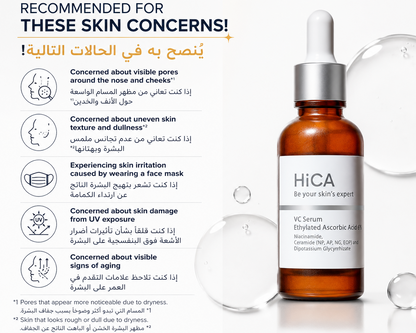 HiCA VC Serum 28ml Highly Cocentrated | Japanese 6% Vitamin C Derivative Brightening Serum for Sensitive Skin | Niacinamide, Ceramides, Dipotassium Glycyrrhizate | No Additives | Made in Japan