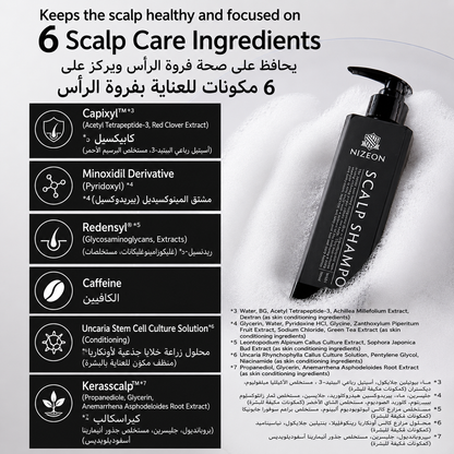 NIZEON Capixil & Minoxidil Derivative Scalp Shampoo | 10.1 fl oz (300 ml) | 5% Biotin Solution | 2% Human Stem Cell Culture Extract | Men's Hair Growth & Scalp Care | Made in Japan