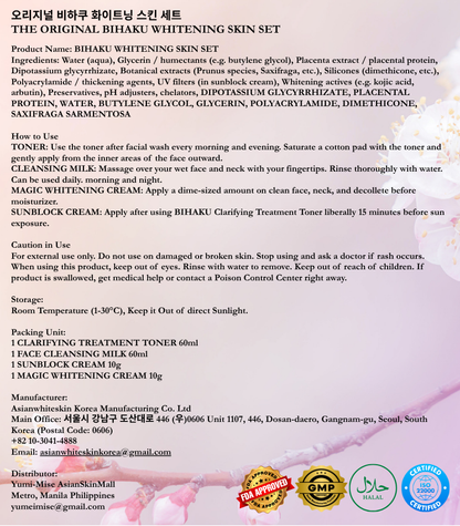 The Original Bihaku Whitening Set | None Hydroquinone | None Irritating