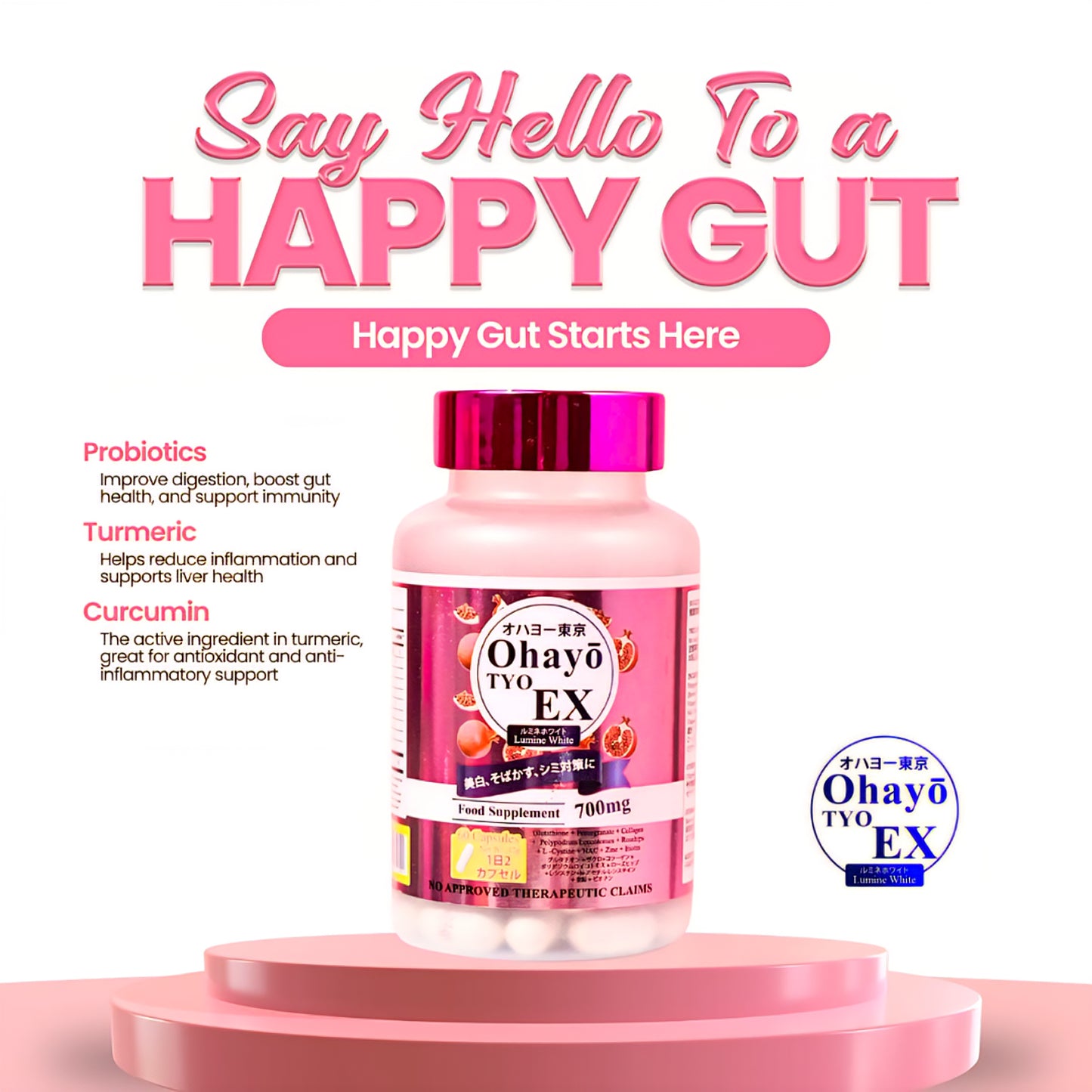 Ohayo Tokyo Ex Lumine White Gluthathione 700mg オハヨー東京ex ルミネートホワイト