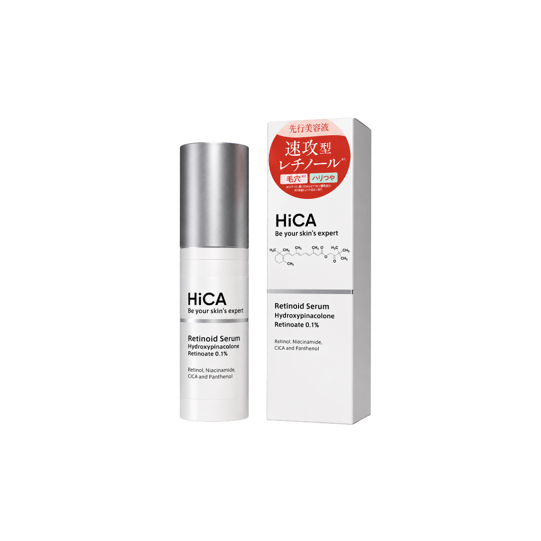 HiCA Retinoid Serum HPR 0.1% 30ml | Japanese Anti-Aging Facial Serum with Hydroxypinacolone Retinoate, Niacinamide, Peptides, CICA & Panthenol | Gentle Pore Care | Made in Japan