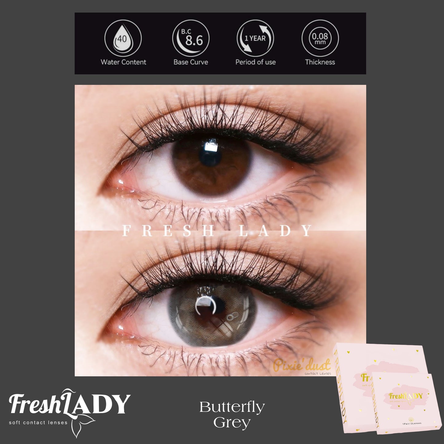 Freshlady Butterfly Grey